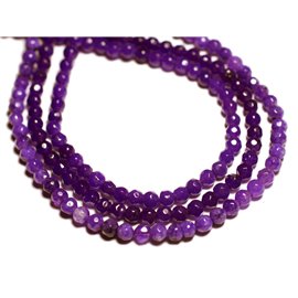 Fil 39cm 92pc environ - Perles Pierre Jade Boules Facettées 4mm Violet