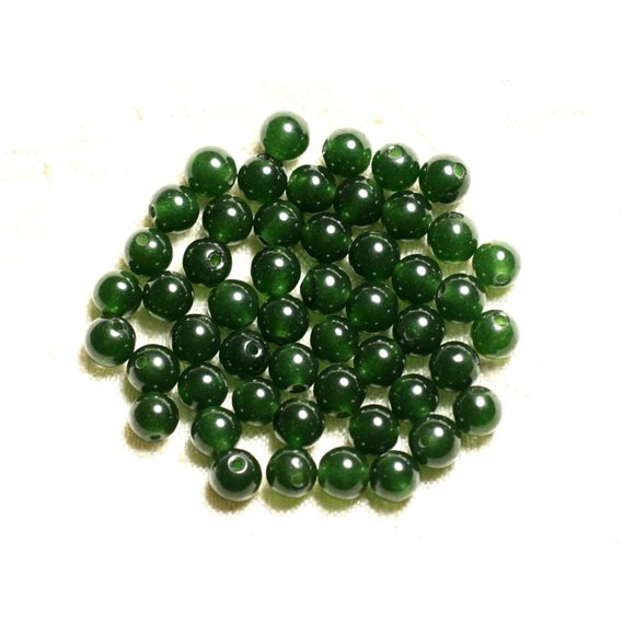 Fil 39cm 62pc env - Perles de Pierre - Jade Boules 6mm Vert Olive 