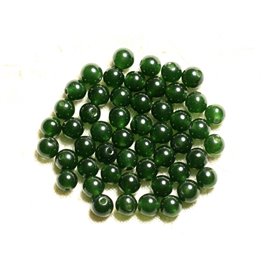 Hilo 39cm 62pc aprox - Cuentas de Piedra - Bolas de Jade 6mm Verde Oliva 