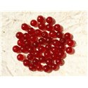 Fil 39cm 62pc env - Perles de Pierre - Jade Boules 6mm Rouge 
