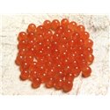 Fil 39cm 62pc env - Perles de Pierre - Jade Boules 6mm Orange 