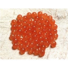 Fil 39cm 60pc environ - Perles Pierre - Jade Boules 6mm Orange capucine pastel