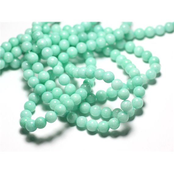 Fil 39cm 62pc env - Perles de Pierre - Jade Boules 6mm Bleu vert Turquoise 