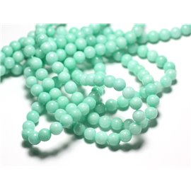 Thread 39cm 62pc approx - Stone Beads - Jade Balls 6mm Blue Green Turquoise 