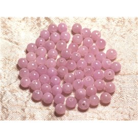 Fil 39cm 64pc environ - Perles Pierre - Jade Boules 6mm Rose mauve orchidée pastel