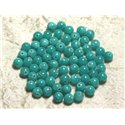 Fil 39cm 65pc env - Perles de Pierre - Jade Boules 6mm Bleu Turquoise 