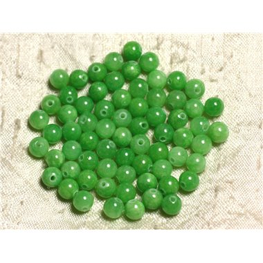 Fil 39cm 65pc env - Perles de Pierre - Jade Boules 6mm Vert Pomme 