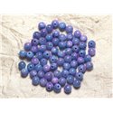 Fil 39cm 65pc env - Perles de Pierre - Jade Boules 6mm Bleu Mauve Rose 