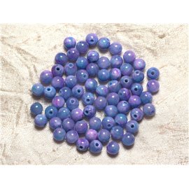 Thread 39cm 65pc approx - Stone Beads - Jade Balls 6mm Blue Mauve Pink 