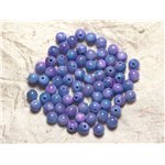 Fil 39cm 65pc env - Perles de Pierre - Jade Boules 6mm Bleu Mauve Rose 