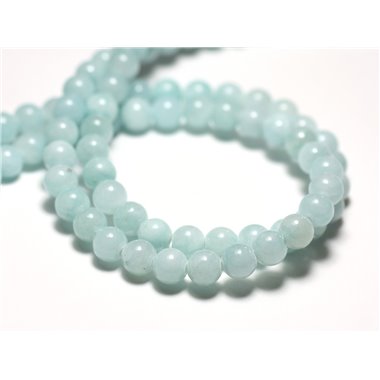 Fil 39cm 65pc env - Perles de Pierre - Jade Boules 6mm Bleu clair Turquoise 