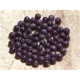 Filo 39 cm circa 65 pezzi - Perline di pietra - Sfere di giada 6 mm Viola indaco 