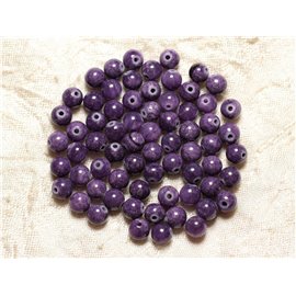 Hilo 39cm 65pc aprox - Cuentas de Piedra - Bolas de Jade 6mm Morado Malva 