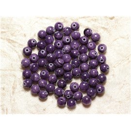 Thread 39cm 65pc approx - Stone Beads - Jade Balls 6mm Purple Mauve 