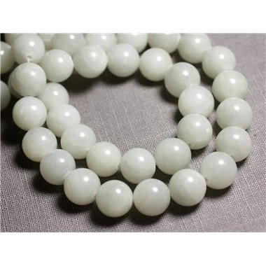 Fil 39cm 33pc env - Perles de Pierre - Jade Boules 12mm Blanc Gris clair 