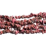 Fil 80cm 240pc env - Perles Pierre - Rhodonite Rocailles Chips 4-10mm Rose Gris Noir