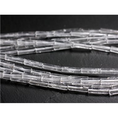 Fil 39cm 26pc environ - Perles Pierre Cristal de Roche Quartz Cylindres Tubes Colonnes 13x4mm blanc transparent