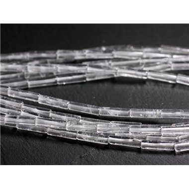 Fil 39cm 30pc env - Perles de Pierre - Cristal de Roche Quartz Tubes 13x4mm