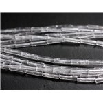 Fil 39cm 30pc env - Perles de Pierre - Cristal de Roche Quartz Tubes 13x4mm