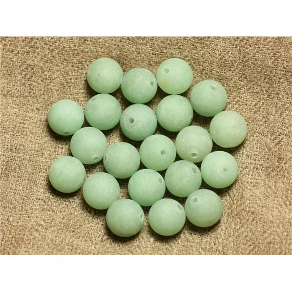 Fil 39cm 37pc env - Perles de Pierre - Aventurine Verte Mat 10mm 