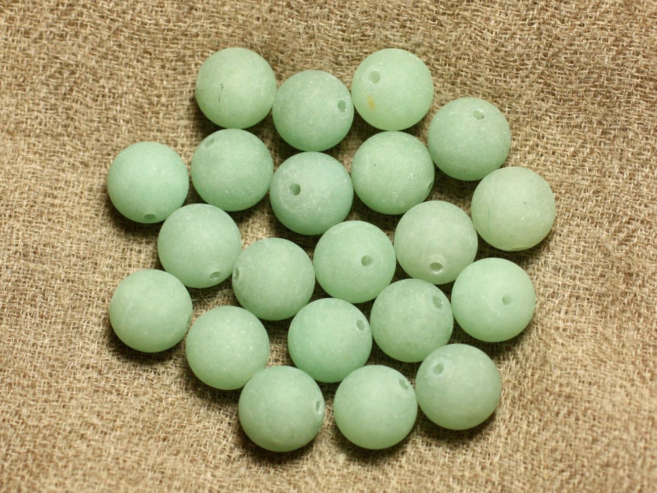 Fil 39cm 37pc env - Perles de Pierre - Aventurine Verte Mat 10mm 