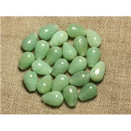 Filo 39 cm 32 pz circa - Perline di pietra - Gocce di avventurina verde 12x8 mm 