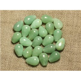 Hilo 39cm 32pc aprox - Cuentas de Piedra - Gotas de Aventurina Verde 12x8mm 