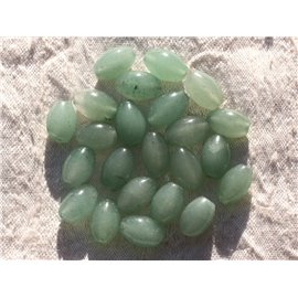 Fil 39cm 32pc environ - Perles Pierre Aventurine Verte Ovales Olives Riz 12x8mm