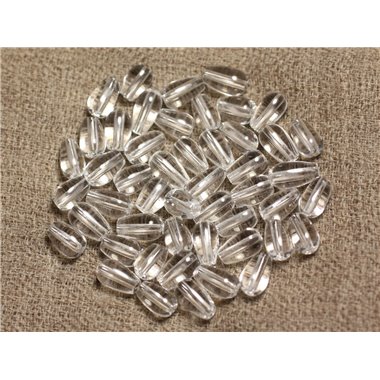 Fil 39cm 45pc env - Perles de Pierre - Cristal de Roche Quartz Gouttes 8-9mm 