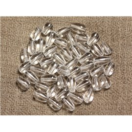 Fil 39cm 45pc env - Perles de Pierre - Cristal de Roche Quartz Gouttes 8-9mm 