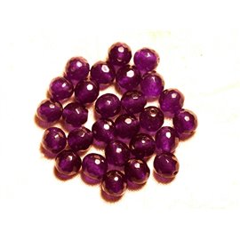Thread 39cm 37pc approx - Stone Beads - Jade Faceted Balls 10mm Purple 