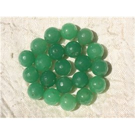 Thread 39cm 37pc approx - Stone Beads - Jade Faceted Balls 10mm Emerald Green 