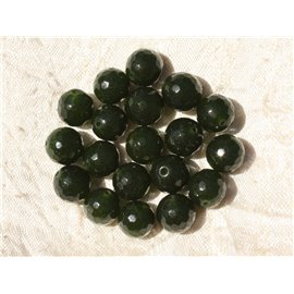 Fil 39cm 37pc env - Perles de Pierre - Jade Boules Facettées 10mm Vert Sapin 