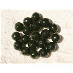 Fil 39cm 37pc env - Perles de Pierre - Jade Boules Facettées 10mm Vert Sapin 