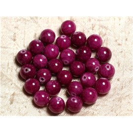 Hilo 39cm aprox 39pc - Cuentas de Piedra - Bolas de Jade 10mm Rosa Fucsia Rubí 