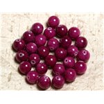 Fil 39cm 39pc env - Perles de Pierre - Jade Boules 10mm Rose Fuchsia Rubis 