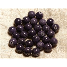 Thread 39cm approx 39pc - Stone Beads - Jade Balls 10mm Blue Violet Indigo 