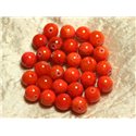 Fil 39cm 39pc env - Perles de Pierre - Jade Boules 10mm Orange 