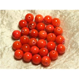 Thread 39cm approx 39pc - Stone Beads - Jade Balls 10mm Orange 
