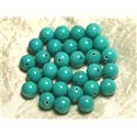 Fil 39cm 39pc env - Perles de Pierre - Jade Boules 10mm Vert Turquoise 