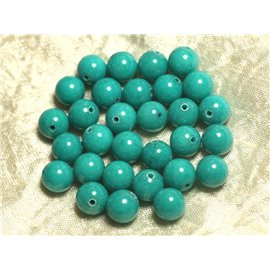 Thread 39cm approx 39pc - Stone Beads - Jade Balls 10mm Green Turquoise 
