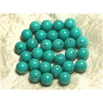 Fil 39cm 39pc env - Perles de Pierre - Jade Boules 10mm Vert Turquoise 