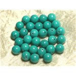 Fil 39cm 39pc env - Perles de Pierre - Jade Boules 10mm Vert Turquoise 