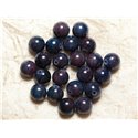 Fil 39cm 39pc env - Perles de Pierre - Jade Boules 10mm Bleu Nuit Violet 