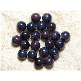 Hilo 39cm aprox 39pc - Cuentas de Piedra - Bolas de Jade 10mm Azul Noche Morado 