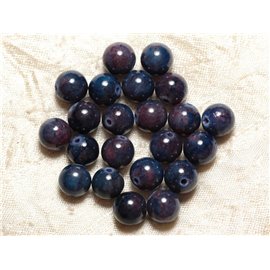 Thread 39cm approx 39pc - Stone Beads - Jade Balls 10mm Blue Night Purple 
