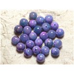 Fil 39cm 39pc env - Perles de Pierre - Jade Boules 10mm Bleu Mauve Rose 