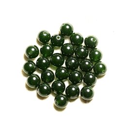 Hilo 39cm 37pc aprox - Cuentas de Piedra - Bolas de Jade 10mm Abeto Verde Oliva 