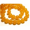 Fil 39cm 37pc env - Perles de Pierre - Jade Boules 10mm Jaune Orange Safran 