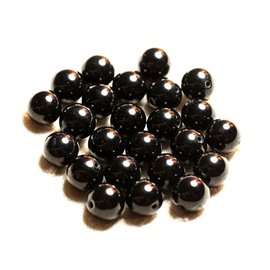 Thread 39cm 37pc approx - Stone Beads - Jade Balls 10mm Black 